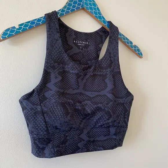 ALLFENIX Navy Longline High Neck Snake Print Sports Bra Size Large - Picture 3 of 8